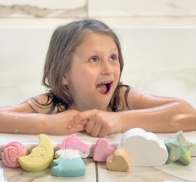 Hudsyn Brielle Collection Rainbow Unicorn Bath Bomb Set for Girls I 9 PCS Handmade Bubble Bath Fizzies I Magical Colorful Bath Bombs for Kids I Natural Organic Safe for Kids & Toddlers