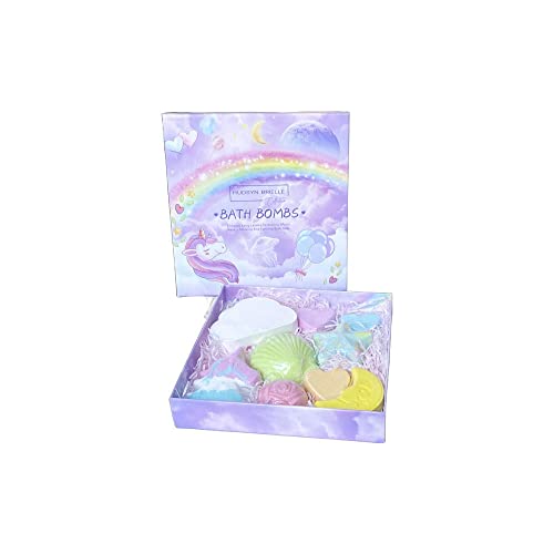 Hudsyn Brielle Collection Rainbow Unicorn Bath Bomb Set for Girls I 9 PCS Handmade Bubble Bath Fizzies I Magical Colorful Bath Bombs for Kids I Natural Organic Safe for Kids & Toddlers