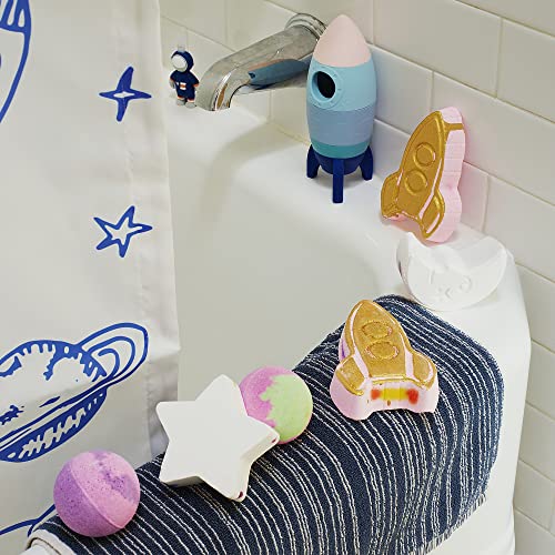 Hudsyn Brielle Collection Galaxy Bath Bomb Set for Kids I 6 PCS Bubble Bath Fizzies I Rocket Ships, Light Up Bath Bombs with Surprise Toy Inside, Rainbow Moon & Star I Organic Natural & Safe for Kids