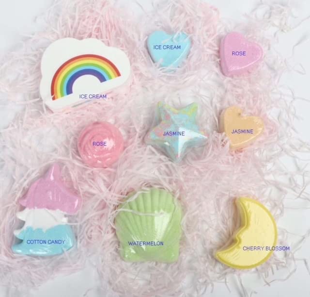Hudsyn Brielle Collection Rainbow Unicorn Bath Bomb Set for Girls I 9 PCS Handmade Bubble Bath Fizzies I Magical Colorful Bath Bombs for Kids I Natural Organic Safe for Kids & Toddlers